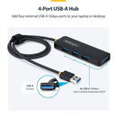 StarTech.com H5A4A-USB-HUB-2 interface hub USB 3.2 Gen 1 (3.1 Gen 1) Type-A 5000 Mbit/s Black