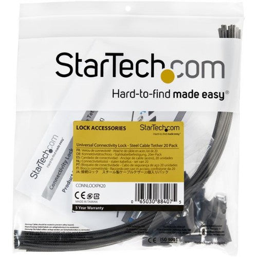 StarTech.com CONNLOCKPK20 cable organizer Floor Cable tether Black 20 pc(s)