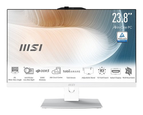 MSI Modern AM242TP 1M-1097US Intel Core 5 120U 23.8" 1920 x 1080 pixels Touchscreen All-in-One PC 16 GB DDR5-SDRAM 1 TB SSD Windows 11 Home Wi-Fi 6E (802.11ax) White