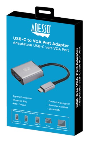 Adesso USB-C TO DISPLAY PORT ADAPTER 5.91" (0.15 m) USB Type-C DisplayPort Aluminum