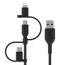 Belkin BOOST CHARGE USB cable 39.4" (1 m) USB A USB C/Micro-USB B/Lightning Black