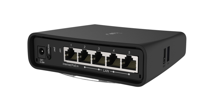 Mikrotik hAP ac² Dual-Concurrent 2.4/5GHz AP, 802.11a/b/g/n/ac, Five Gigabit Ethernet ports, USB for 3G/4G support, universal tower case and IPsec hardware encryption support (RBD52G-5HacD2HnD-TC-US)