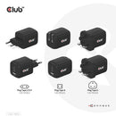 CLUB3D Travel Charger PPS 65Watt GAN technology, Triple port (2x USB Type-C + USB Type-A) Power Delivery(PD) 3.0 Support
