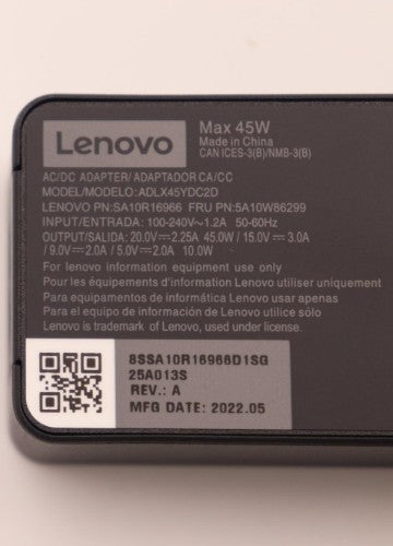 Lenovo 5A10W86299 power adapter/inverter Indoor 45 W Black