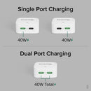 Plugable Technologies PS-40C2W mobile device charger Universal White AC Fast charging Indoor