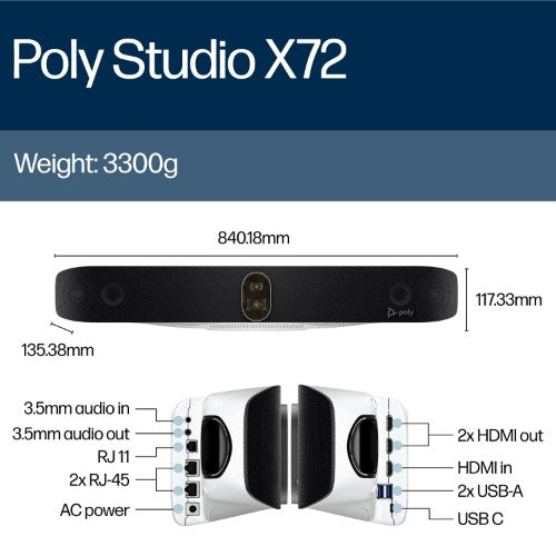 Poly Studio X72 All-In-One Video Bar with TC10 Controller Kit