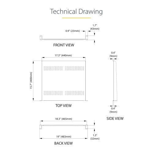 StarTech.com CABSHELF116V2PK rack accessory Rack shelf
