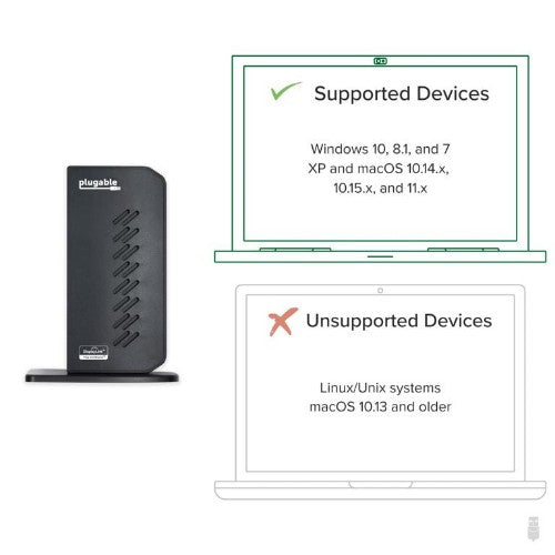 Plugable Technologies UD-6950Z laptop dock/port replicator Docking USB 3.2 Gen 1 (3.1 Gen 1) Type-C Black