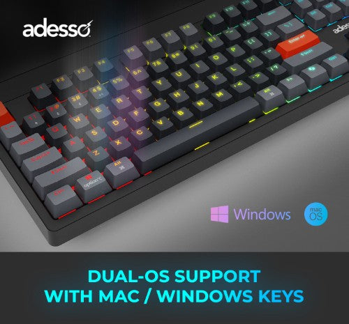 Adesso EasyTouch 1300 keyboard Home/Office USB + RF Wireless + Bluetooth QWERTY US English Black, Gray