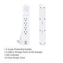 CyberPower P406U surge protector White 4 AC outlet(s) 125 V 70.9" (1.8 m)