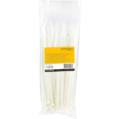 StarTech.com CBMZTRB10 cable tie Releasable cable tie Nylon, Plastic White 100 pc(s)