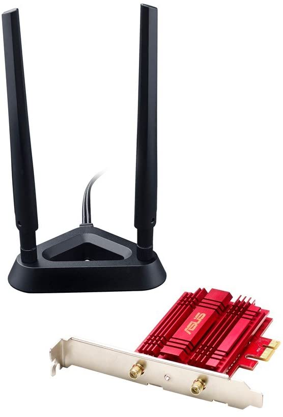 ASUS PCE-AC56 Dual-Band 2x2 AC1300 WiFi PCIe Adapter with Heat Sink, Detachable Antennas and Antenna Base