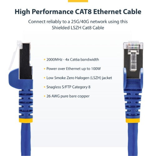 StarTech.com NLBL-6IN-CAT8-PATCH networking cable Blue 5.98" (0.152 m) S/FTP (S-STP)