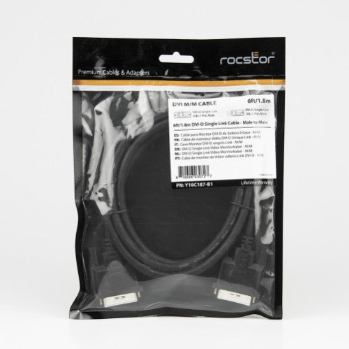 Rocstor Y10C187-B1 DVI cable 78.7" (2 m) DVI-D Black