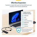 StarTech.com H5A4A-USB-HUB-2 interface hub USB 3.2 Gen 1 (3.1 Gen 1) Type-A 5000 Mbit/s Black