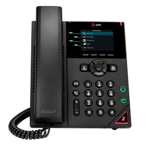 HP Poly VVX 250 4-Line IP Phone and PoE-enabled with Power Supply