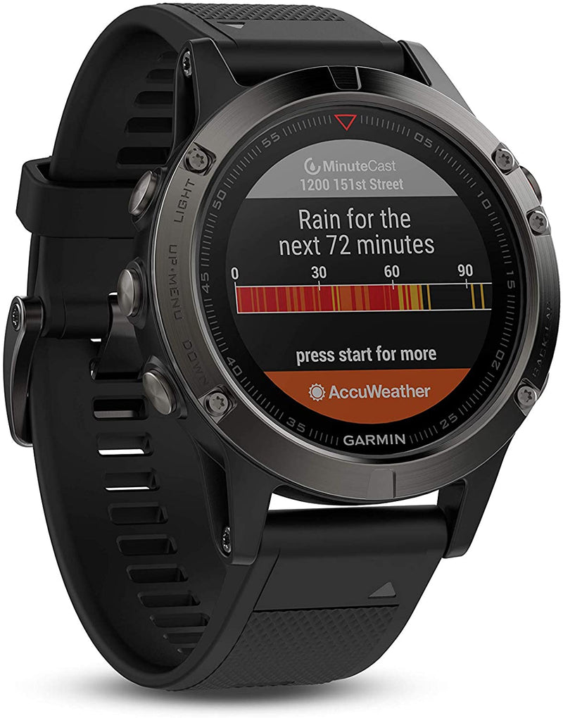 Garmin fēnix 5, Premium and Rugged Multisport GPS Smartwatch, Slate Gray/Black Band, 47 MM (010-01688-00)
