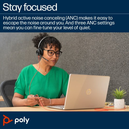 Poly Blackwire 8225 Stereo USB-C Headset +USB-C/A Adapter