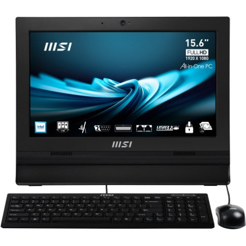 MSI PRO AP162T ADL-020US All-in-One PC/workstation Intel® N N100 15.6" 1920 x 1080 pixels Touchscreen 4 GB DDR4-SDRAM 128 GB SSD Windows 11 Pro Wi-Fi 5 (802.11ac) Black