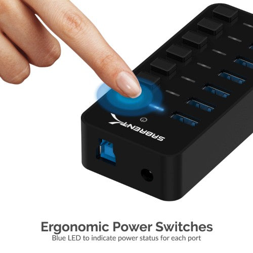 Sabrent HB-BUP7 interface hub USB 3.2 Gen 1 (3.1 Gen 1) Type-C 5000 Mbit/s Black