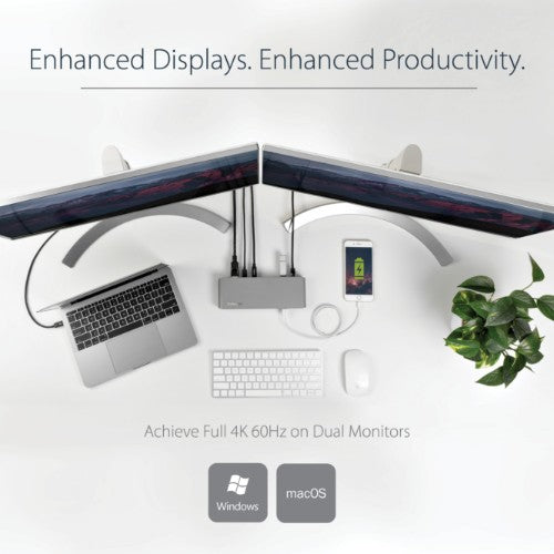 StarTech.com TB3DK2DPPD laptop dock/port replicator Wired USB 3.2 Gen 1 (3.1 Gen 1) Type-C Black, Gray