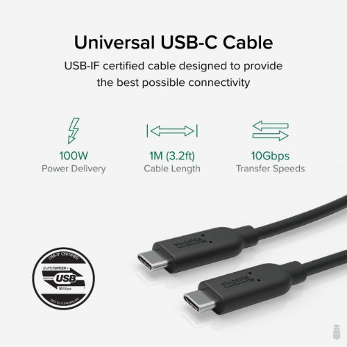 Plugable Technologies USBC-C100 USB cable USB 3.2 Gen 2 (3.1 Gen 2) 39.4" (1 m) Black