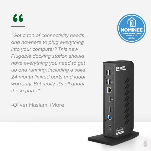 Plugable Technologies UD-3900Z laptop dock/port replicator Docking USB 3.2 Gen 1 (3.1 Gen 1) Type-C Black