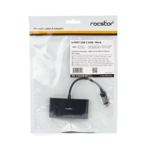 Rocstor Y10A228-B2 interface hub USB 2.0 Type-C Black