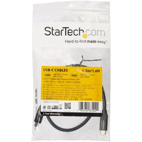 StarTech.com USB2C5C50CM USB cable USB 2.0 19.7" (0.5 m) USB C Black