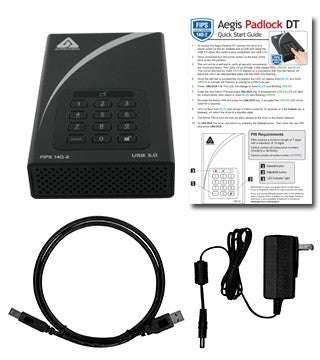 Apricorn Aegis Padlock DT FIPS USB3.0 4TB external hard drive USB Type-B 3.2 Gen 1 (3.1 Gen 1) Black