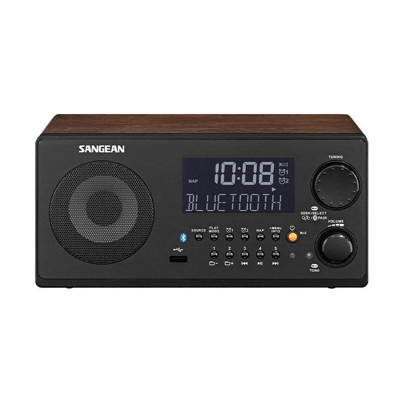 Sangean WR-22WL AM/FM-RDS/Bluetooth/USB Table-Top Digital Tuning Receiver (Dark Walnut)