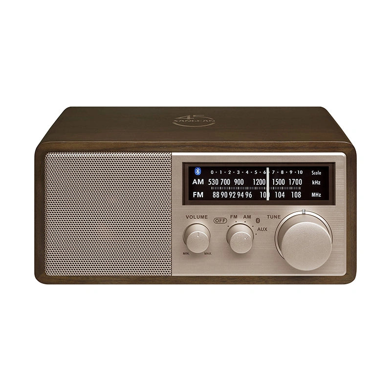 Sangean WR-16SE AM/FM/Bluetooth/Aux-in/USB Phone Charging 45th Anniversary Special Edition Wooden Cabinet Radio (Dark Walnut with Rose Gold)