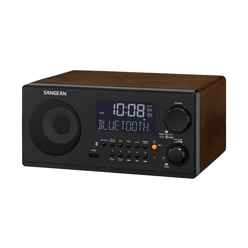 Sangean WR-22WL AM/FM-RDS/Bluetooth/USB Table-Top Digital Tuning Receiver (Dark Walnut)