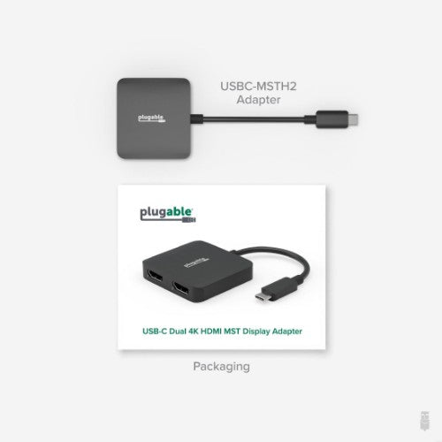 Plugable Technologies USBC-MSTH2 USB graphics adapter 3840 x 2160 pixels Black