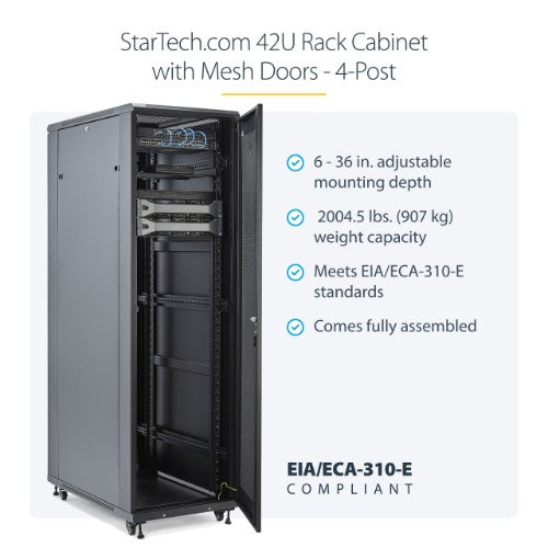 StarTech.com RK4236BKB rack cabinet 42U Freestanding rack Black