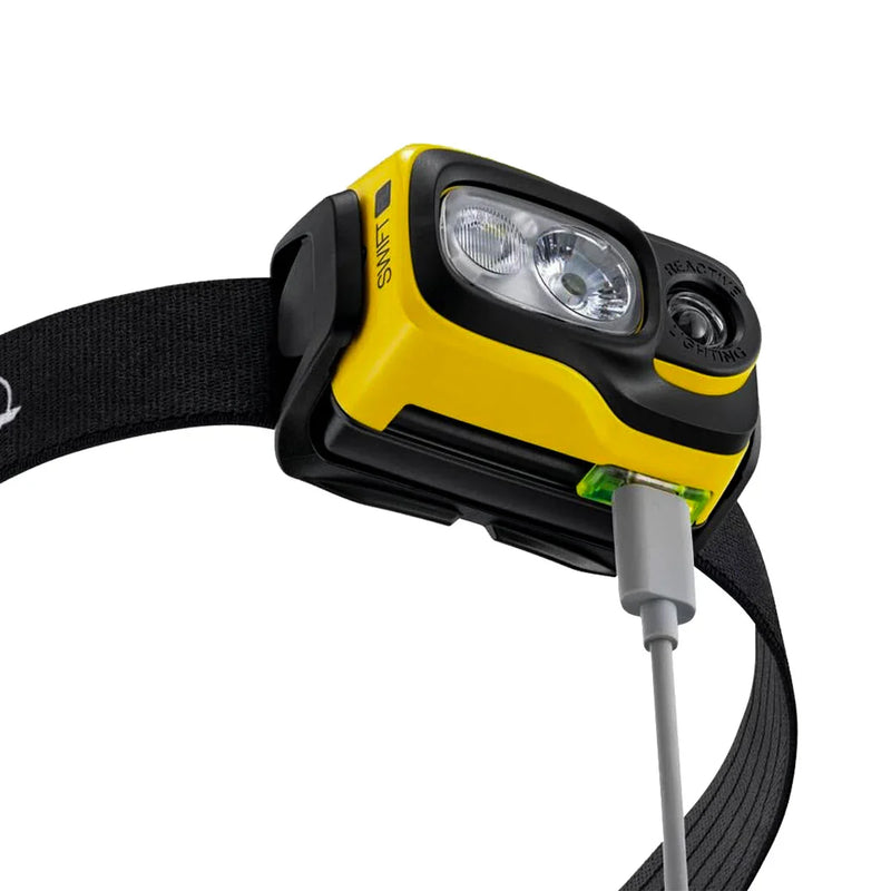 Petzl Swift RL - Head Flashlight, 1100 LUMENS, Recharge, Black and Yellow