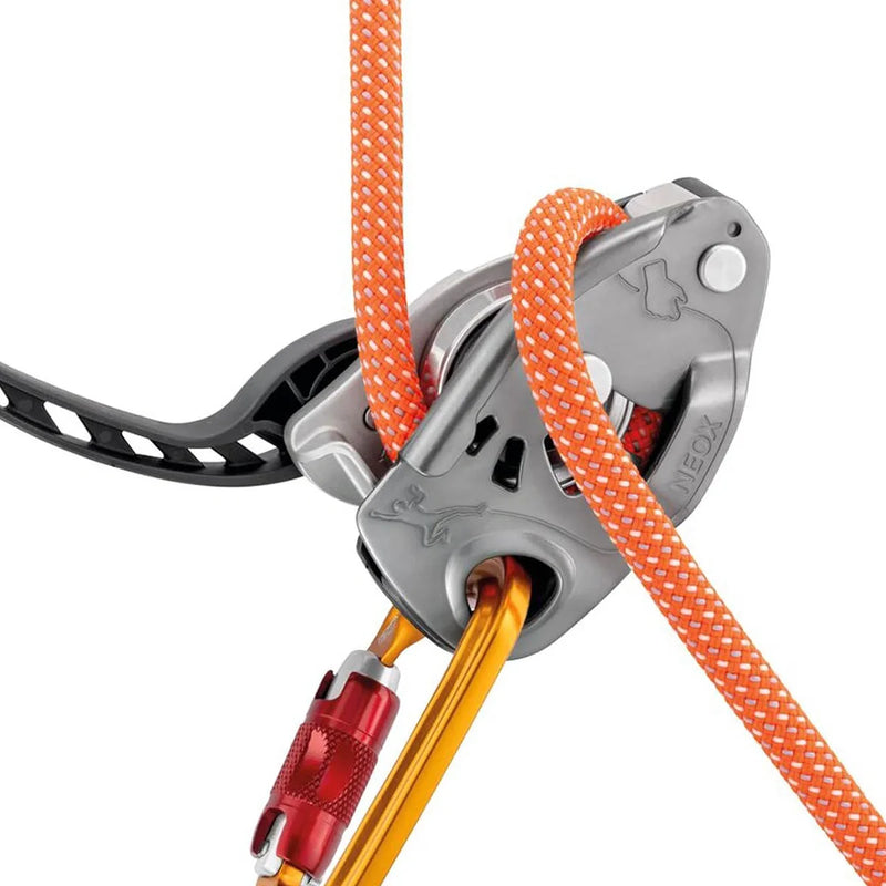 Petzl NEOX Belay Device Optimized for Lead Climbing Light Gray