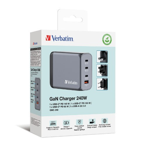 Verbatim GNC-240 Universal Black, Gray AC Fast charging Indoor