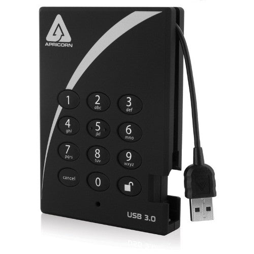 Apricorn Aegis Padlock external hard drive 2 TB 5400 RPM USB Type-A 3.2 Gen 1 (3.1 Gen 1) Black