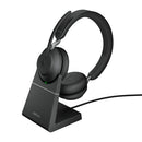 Jabra Evolve2 65 Headset Wireless Head-band Office/Call center USB Type-C Bluetooth Charging stand Black