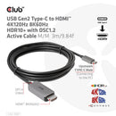 CLUB3D CAC-1587 video cable adapter 118.1" (3 m) USB Gen2 Type-C HDMI Type A (Standard) Black