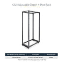 StarTech.com 4POSTRACK42 rack cabinet 42U Freestanding rack Black