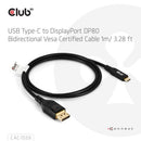 CLUB3D CAC-1559 video cable adapter 39.4" (1 m) USB Type-C DisplayPort Black