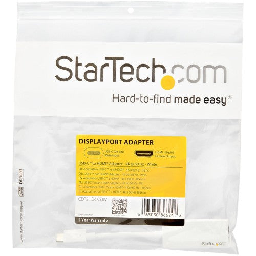 StarTech.com CDP2HD4K60W USB graphics adapter 3840 x 2160 pixels White