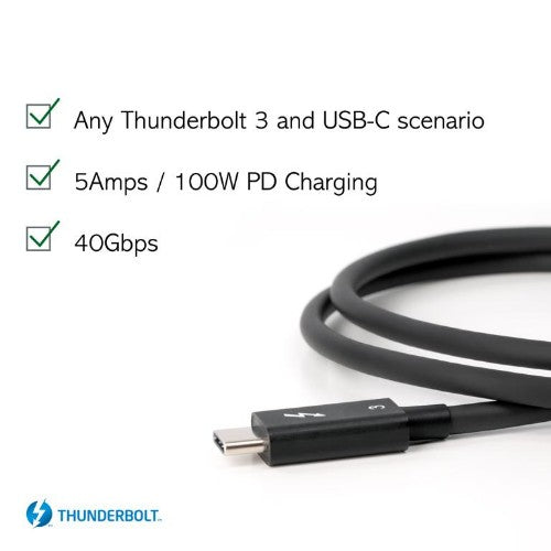 Plugable Technologies TBT3-40G80CM Thunderbolt cable 31.5" (0.8 m) 40 Gbit/s Black