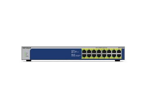 NETGEAR GS516PP Unmanaged Gigabit Ethernet (10/100/1000) Power over Ethernet (PoE) 1U Blue, Gray