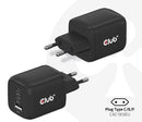 CLUB3D Travel Charger PPS 65Watt GAN technology, Triple port (2x USB Type-C + USB Type-A) Power Delivery(PD) 3.0 Support