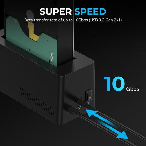 Sabrent DS-UC1B storage drive docking station USB 3.2 Gen 2 (3.1 Gen 1) Type-C Black