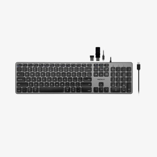 Macally UCZKEYHUBACSG keyboard Home/Office USB QWERTY English Black, Gray