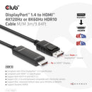 CLUB3D CAC-1087 video cable adapter 118.1" (3 m) DisplayPort HDMI Black